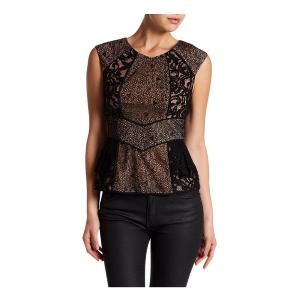 Bcbgmaxazria Kerra black lace top